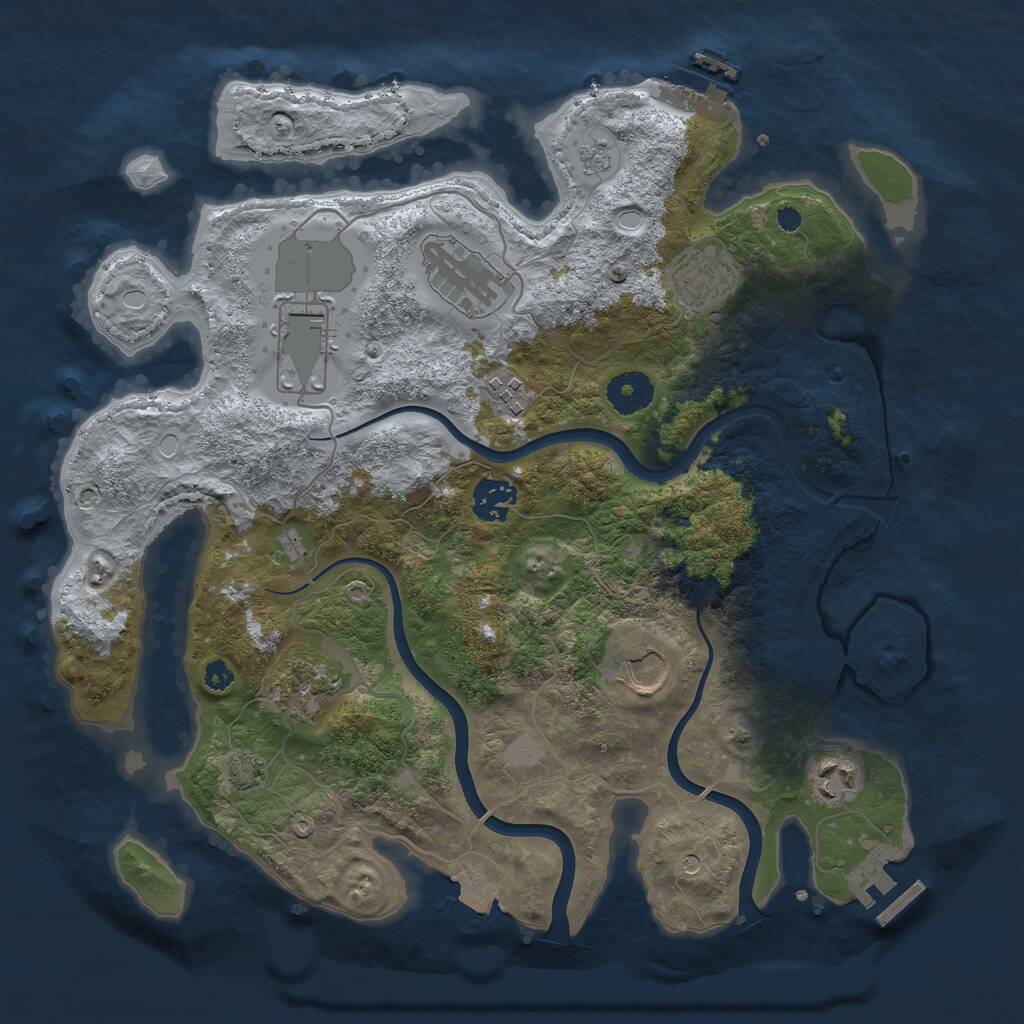 Rust Map: Procedural Map, Size: 3500, Seed: 572821825, 14 Monuments