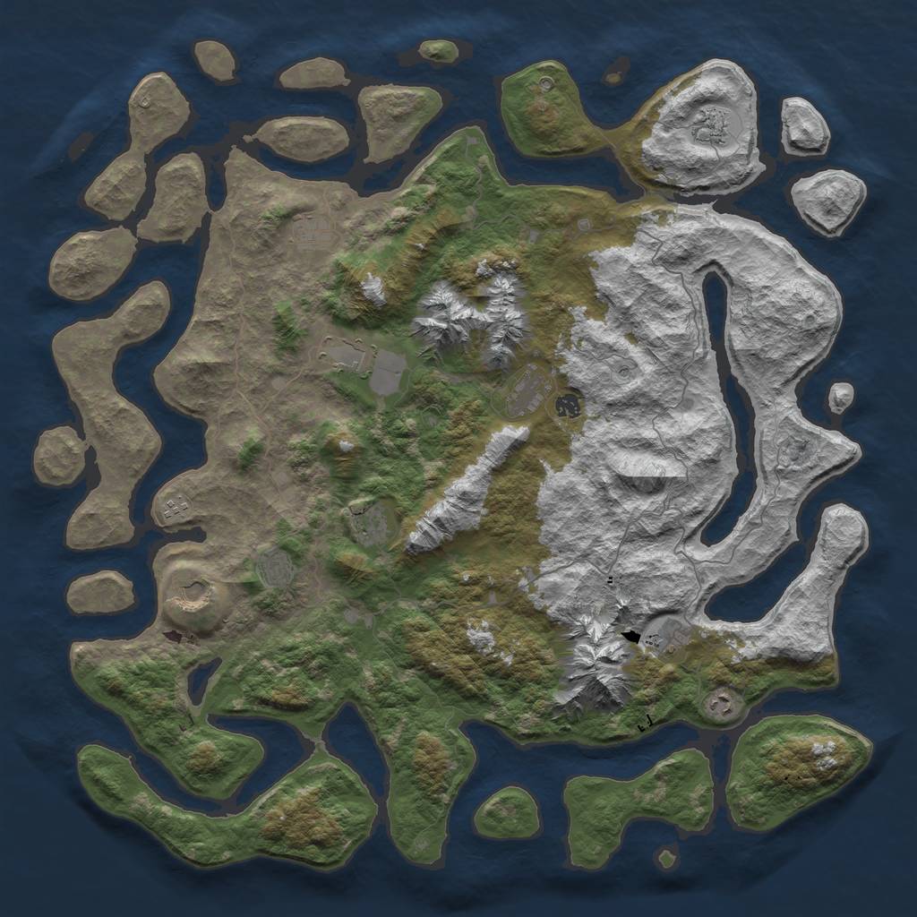 Rust Map: Barren, Size: 5500, Seed: 8000, 14 Monuments