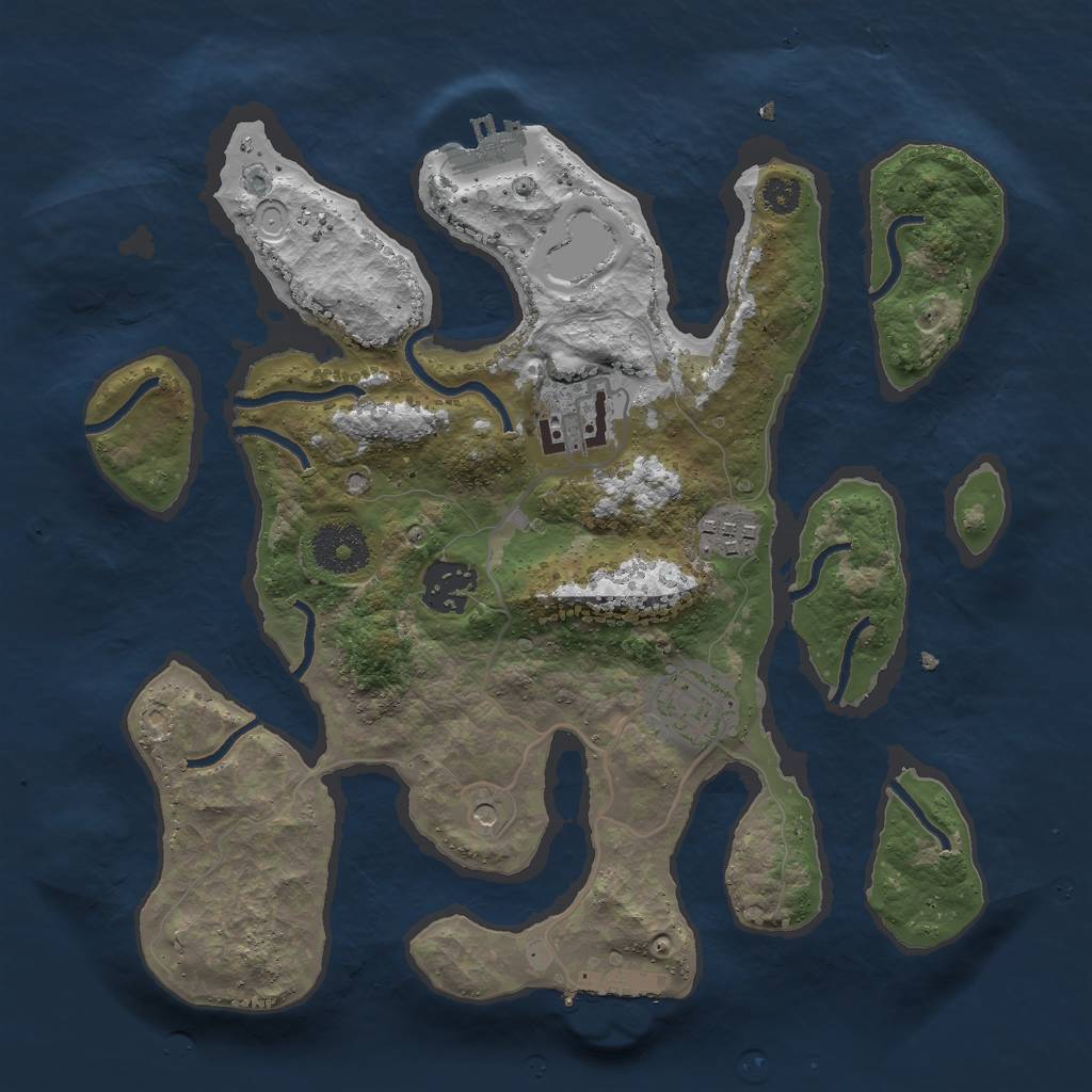 Rust Map: Procedural Map, Size: 3000, Seed: 1693270676, 15 Monuments