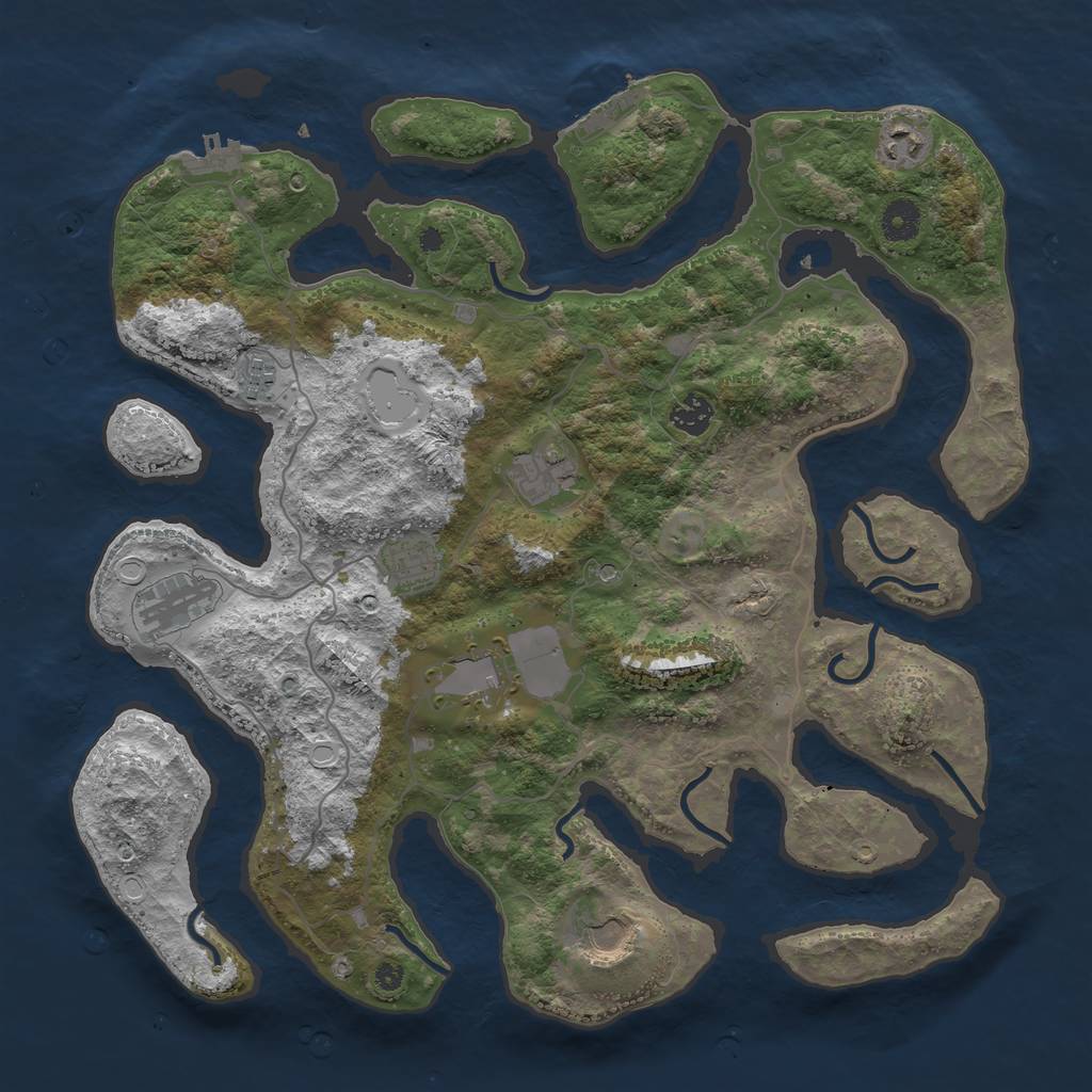 Rust Map: Procedural Map, Size: 4000, Seed: 1459079023, 19 Monuments