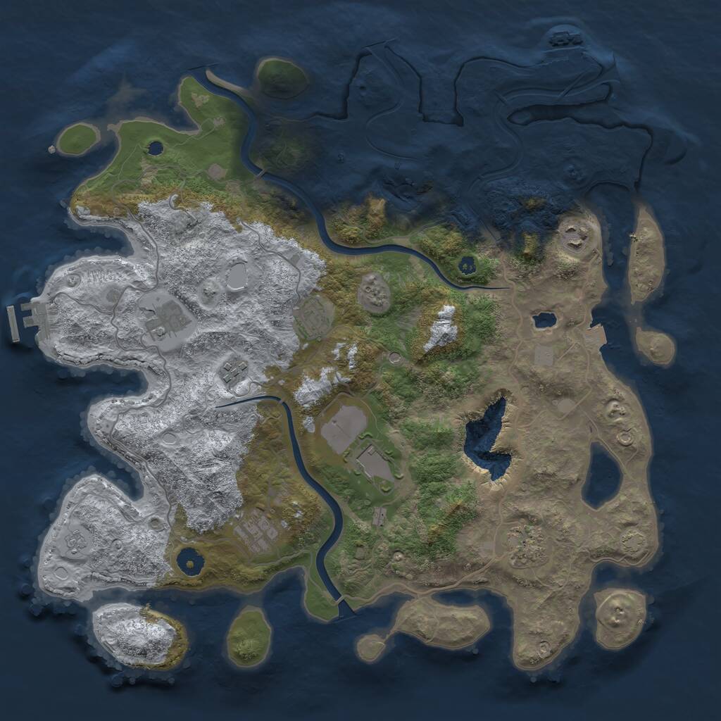 Rust Map: Procedural Map, Size: 4000, Seed: 102658, 13 Monuments
