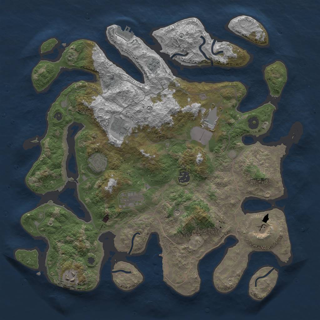 Rust Map: Procedural Map, Size: 4000, Seed: 847627, 19 Monuments