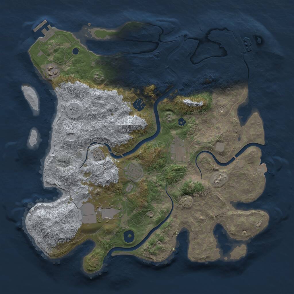Rust Map: Procedural Map, Size: 3700, Seed: 611657983, 12 Monuments