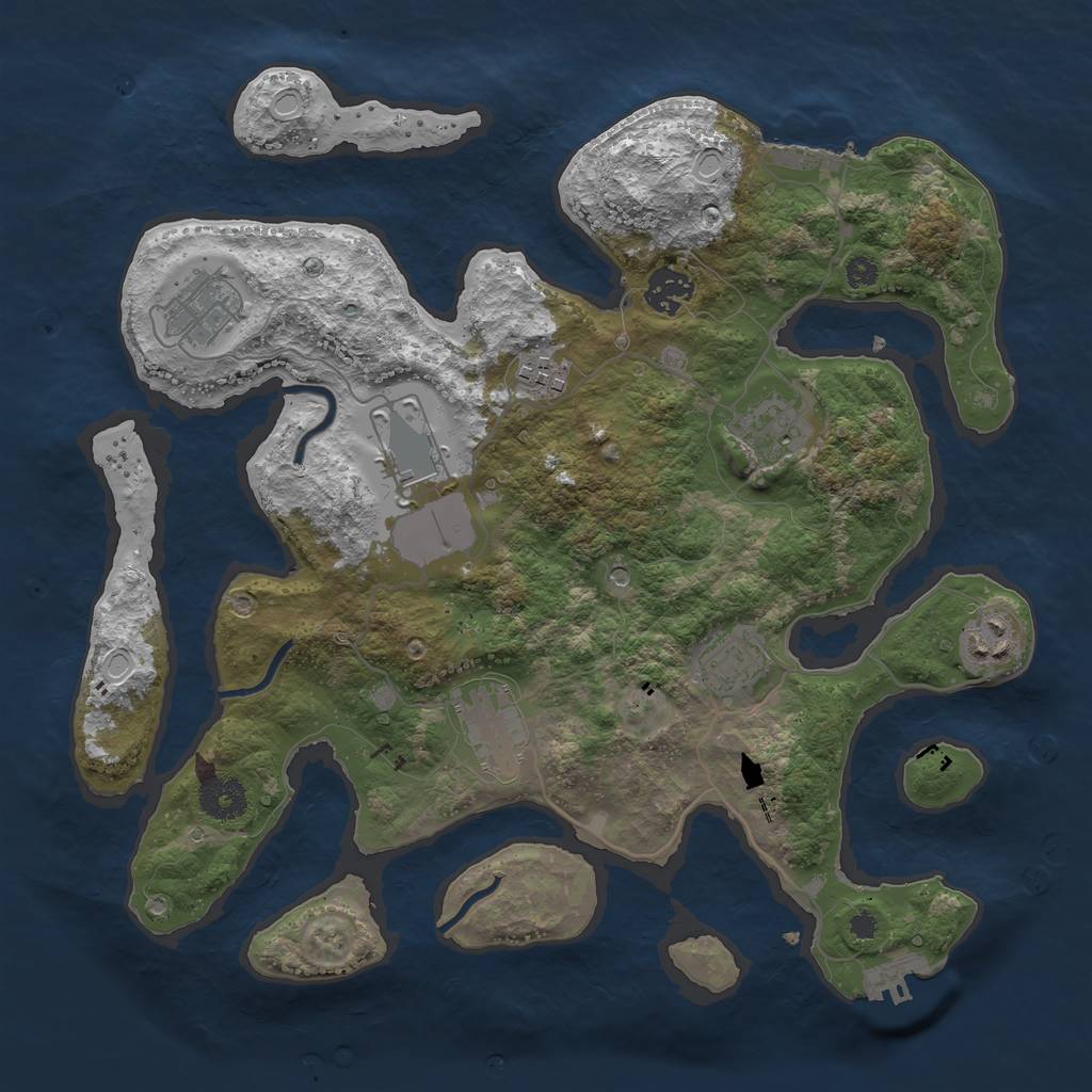 Rust Map: Procedural Map, Size: 3500, Seed: 657849255, 19 Monuments