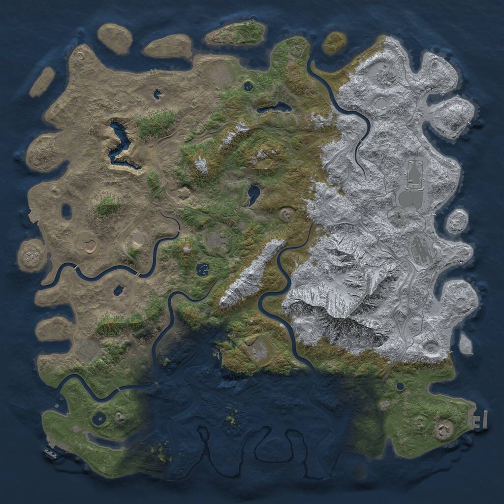 Rust Map: Procedural Map, Size: 5600, Seed: 8000, 17 Monuments