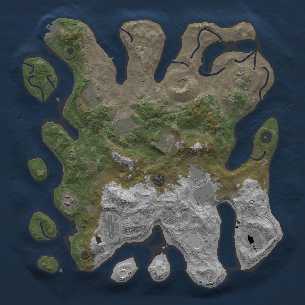 Rust Map: Procedural Map, Size: 3850, Seed: 460224578, 22 Monuments