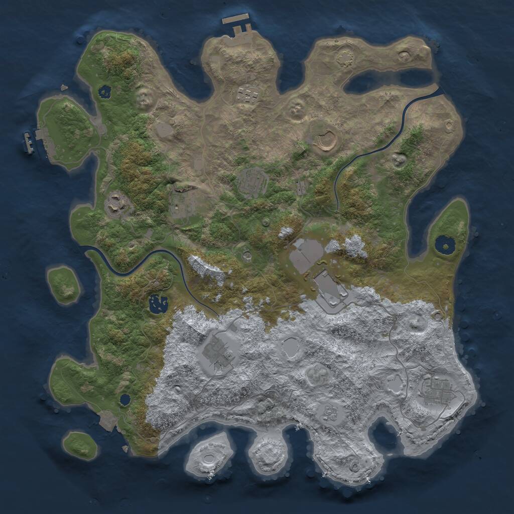 Rust Map: Procedural Map, Size: 3850, Seed: 460224578, 15 Monuments