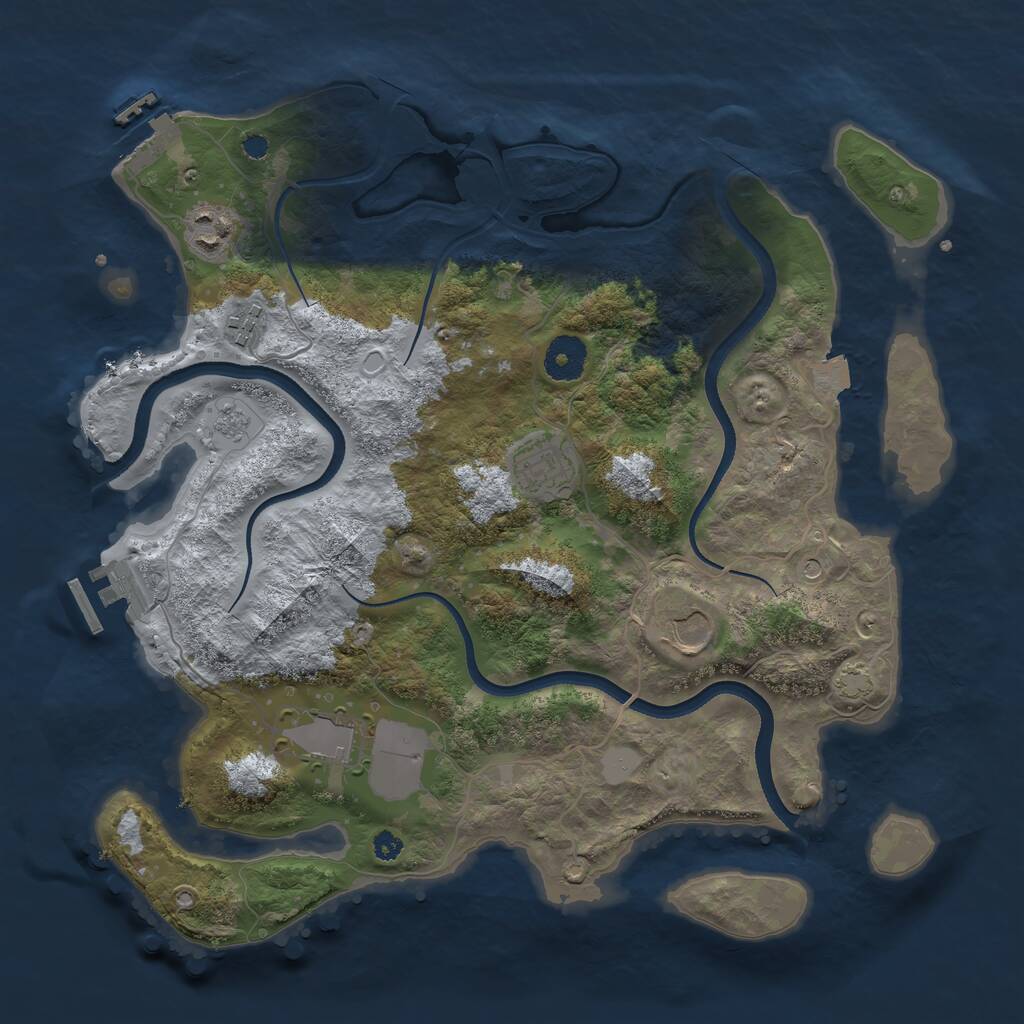 Rust Map: Procedural Map, Size: 3500, Seed: 721398465, 11 Monuments