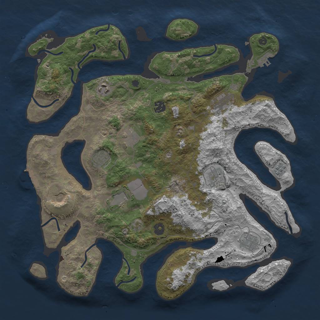 Rust Map: Procedural Map, Size: 4000, Seed: 906063251, 21 Monuments