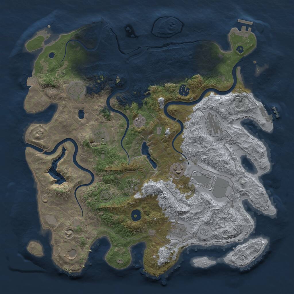 Rust Map: Procedural Map, Size: 4000, Seed: 906063251, 16 Monuments
