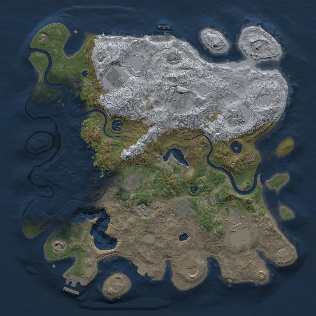 Rust Map: Procedural Map, Size: 4000, Seed: 956834757, 16 Monuments