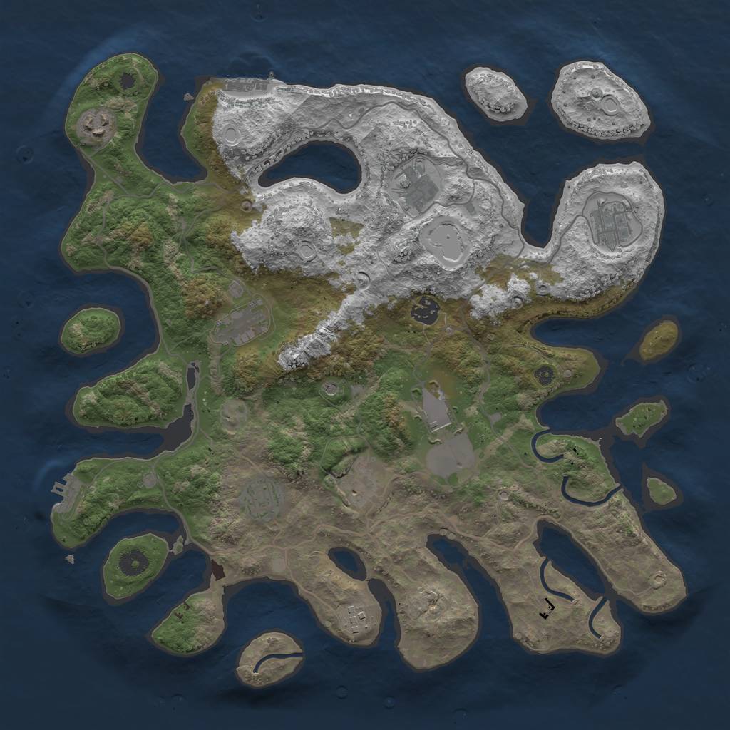 Rust Map: Procedural Map, Size: 4000, Seed: 956834757, 20 Monuments