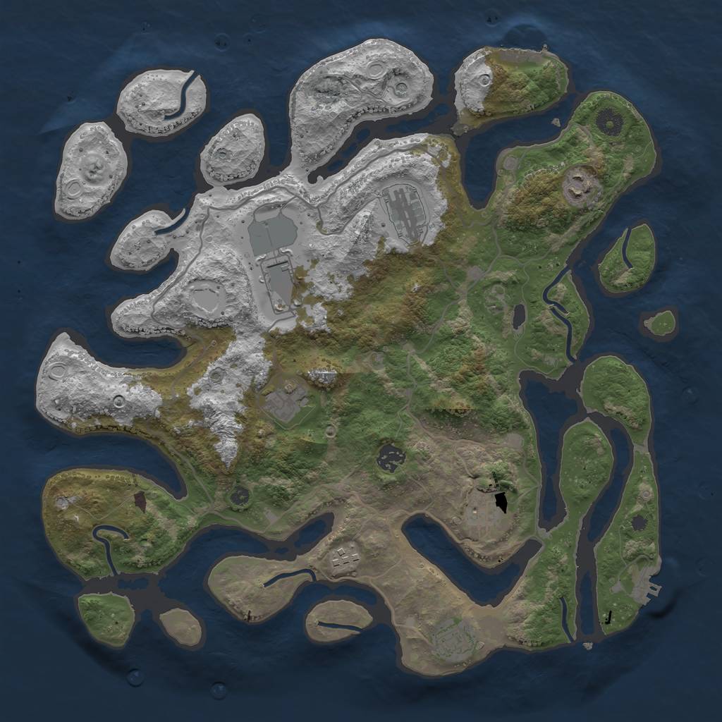 Rust Map: Procedural Map, Size: 4000, Seed: 1643505432, 19 Monuments