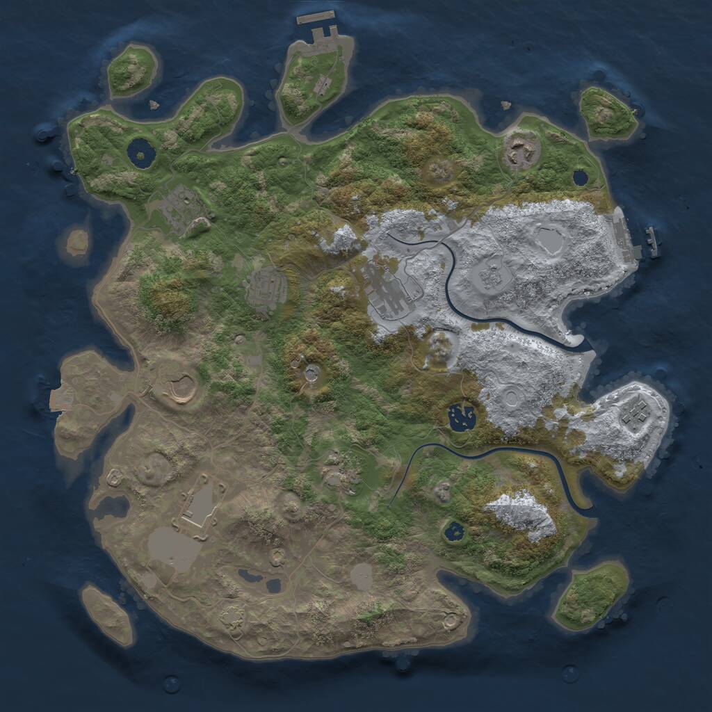 Rust Map: Procedural Map, Size: 3750, Seed: 1016175460, 15 Monuments