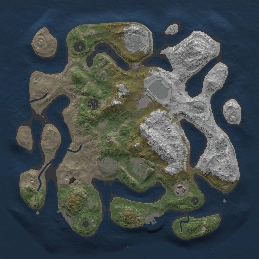 Rust Map: Procedural Map, Size: 3500, Seed: 33356465, 18 Monuments
