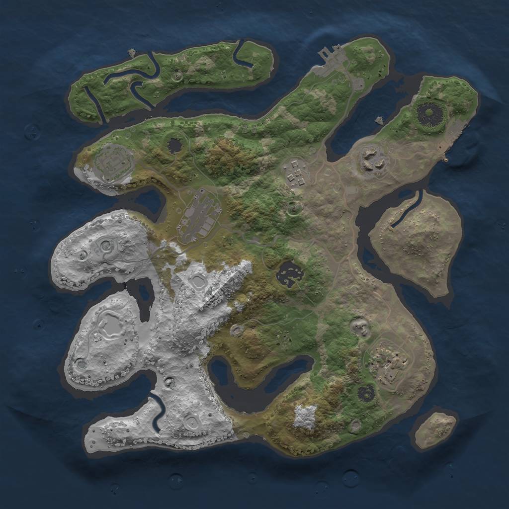Rust Map: Procedural Map, Size: 3000, Seed: 2131230266, 17 Monuments