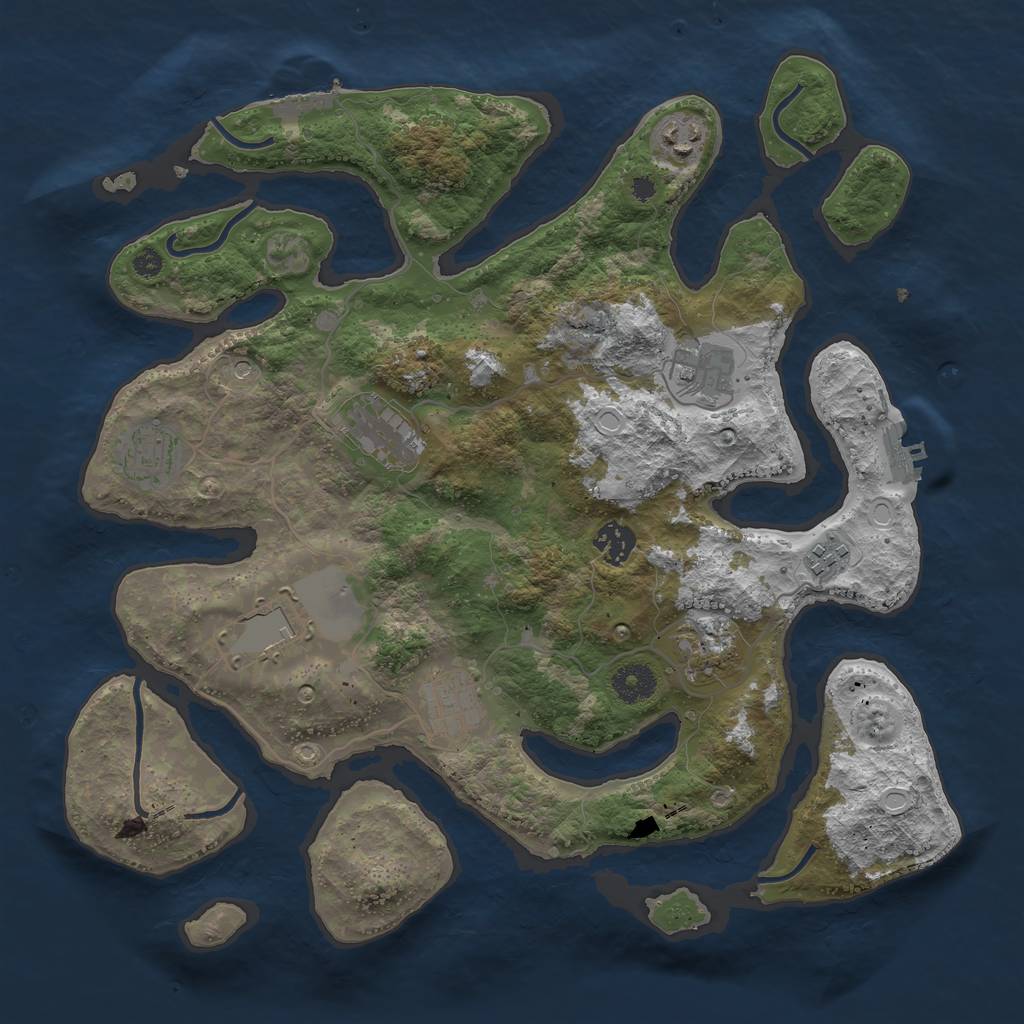 Rust Map: Procedural Map, Size: 3700, Seed: 3727746, 20 Monuments