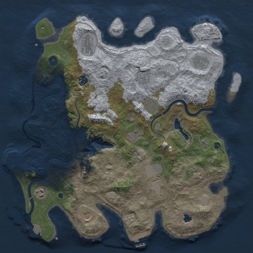 Rust Map: Procedural Map, Size: 4000, Seed: 1112199040, 17 Monuments