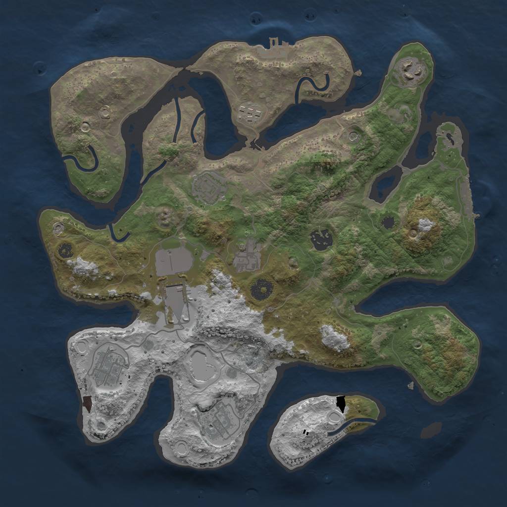 Rust Map: Procedural Map, Size: 3500, Seed: 41551515, 19 Monuments