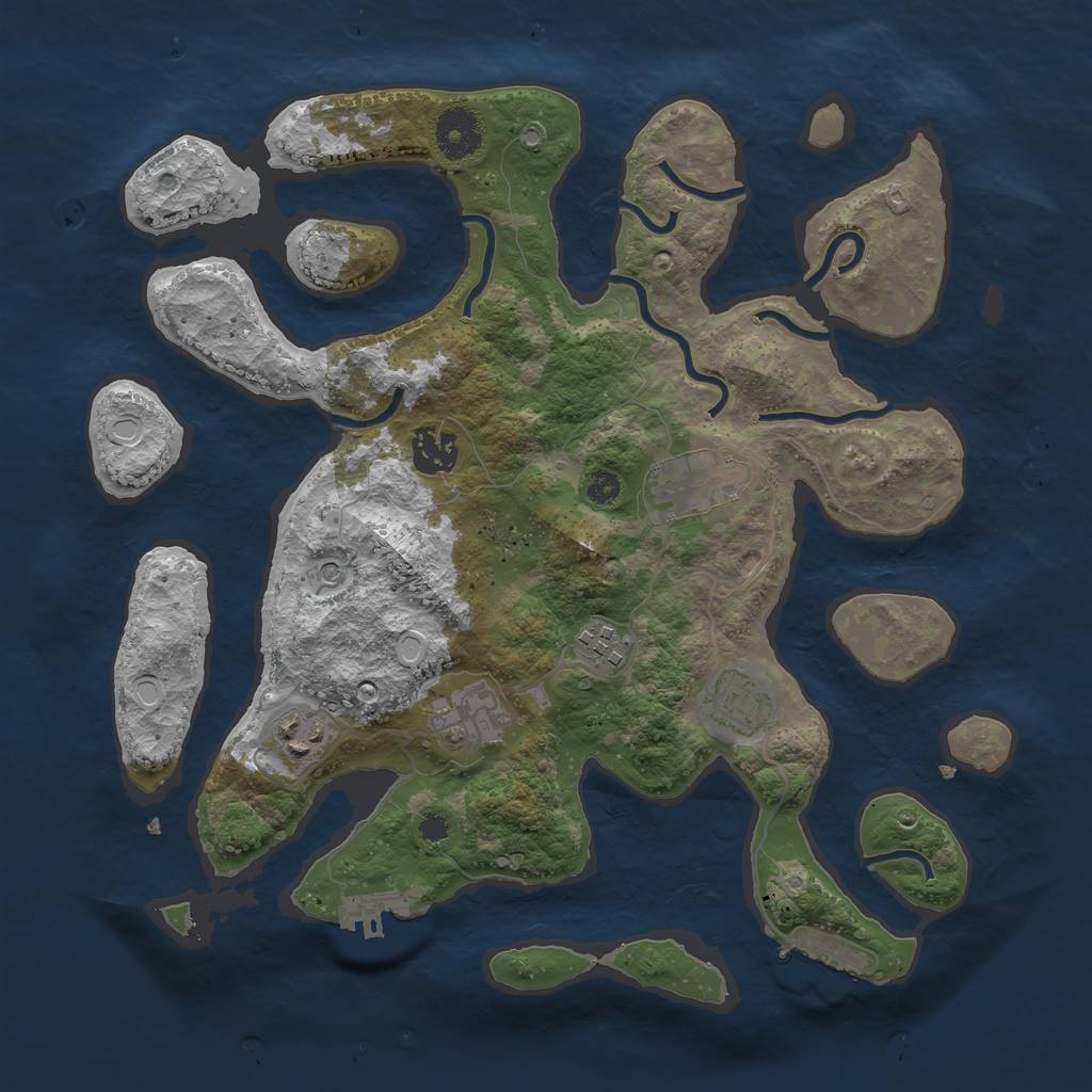Rust Map: Procedural Map, Size: 3400, Seed: 1229965571, 17 Monuments
