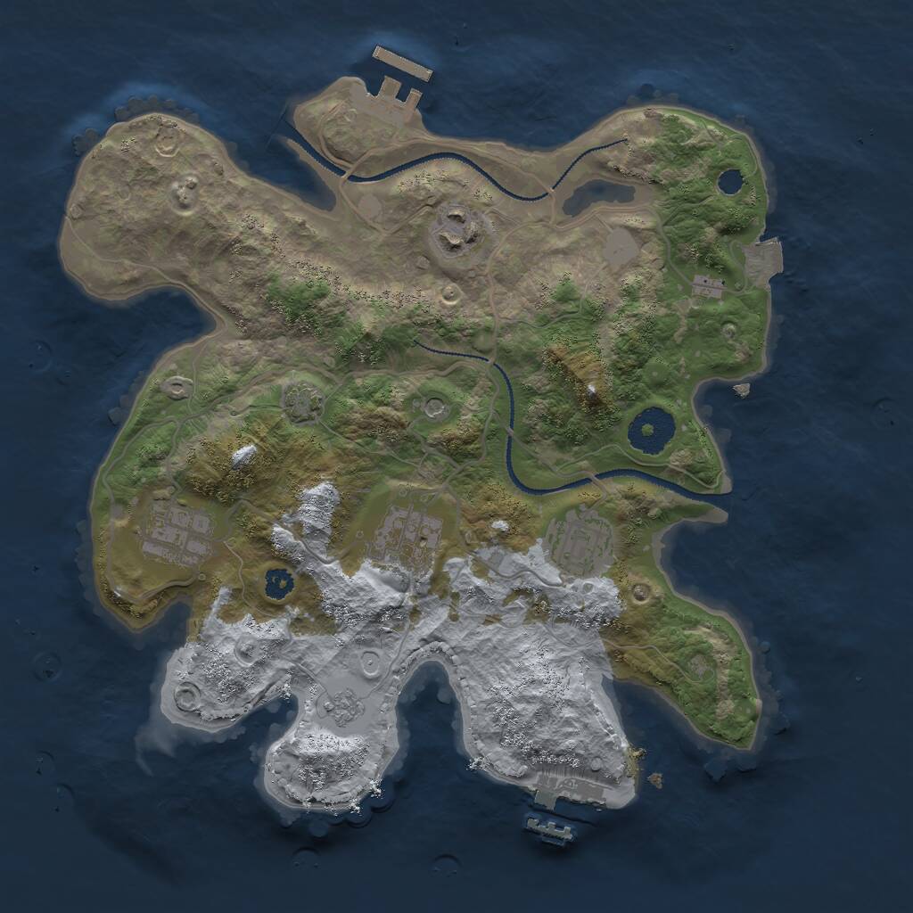 Rust Map: Procedural Map, Size: 3000, Seed: 325878718, 10 Monuments