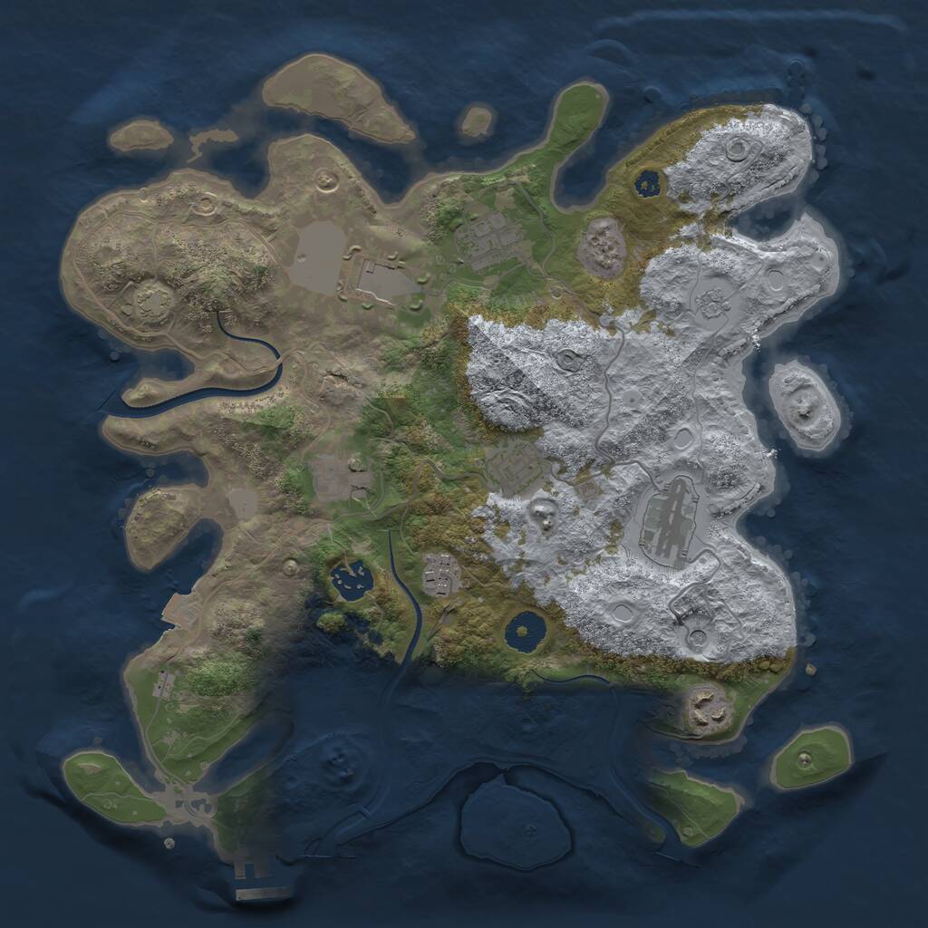 Rust Map: Procedural Map, Size: 3500, Seed: 1445684146, 13 Monuments