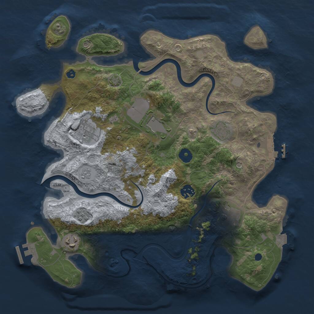 Rust Map: Procedural Map, Size: 3500, Seed: 51242, 13 Monuments