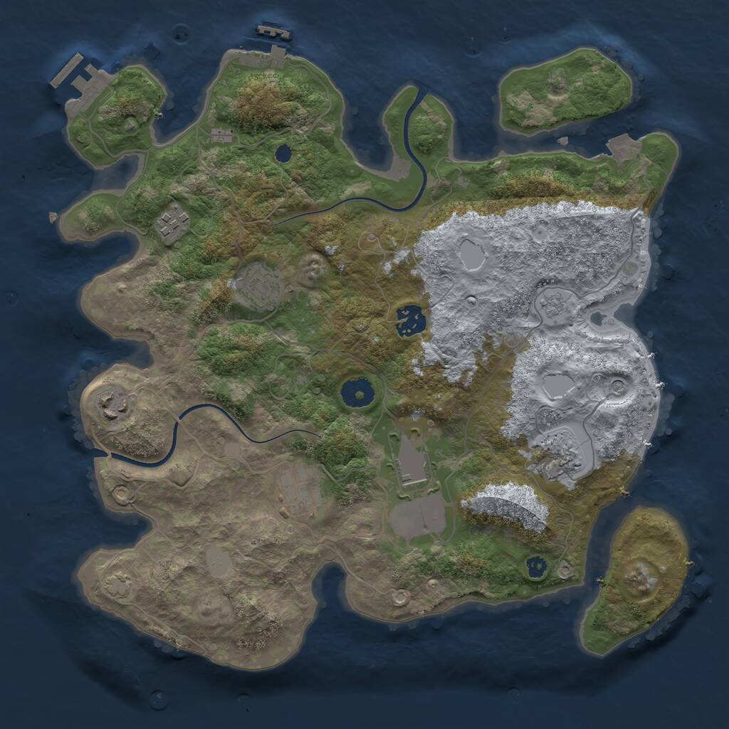 Rust Map: Procedural Map, Size: 3500, Seed: 1477598192, 13 Monuments