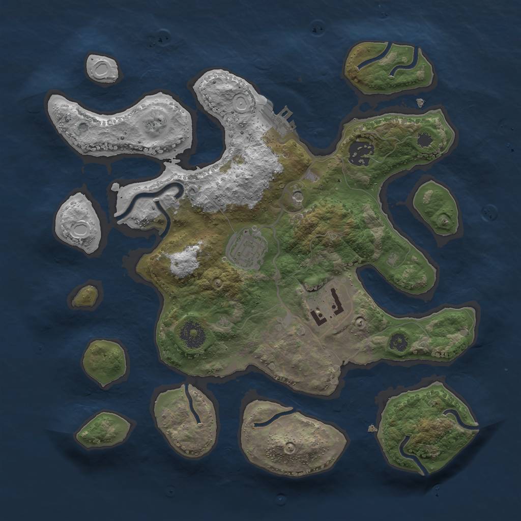 Rust Map: Procedural Map, Size: 3000, Seed: 1014012077, 13 Monuments