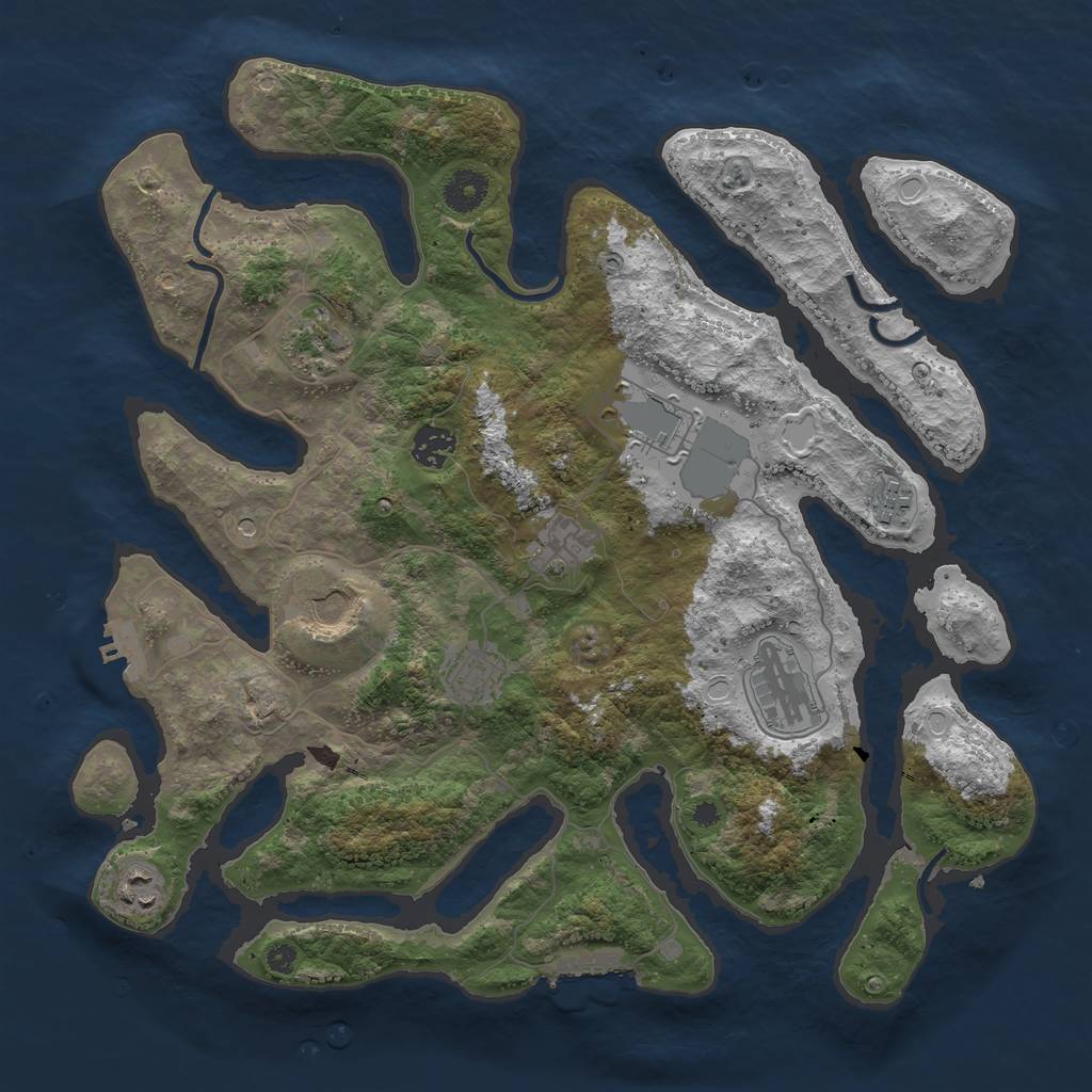 Rust Map: Procedural Map, Size: 3800, Seed: 44469214, 20 Monuments