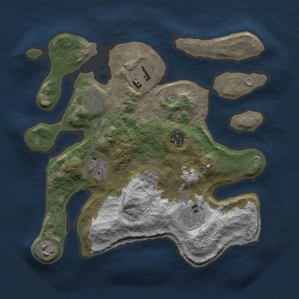 Rust Map: Barren, Size: 3000, Seed: 3653, 10 Monuments