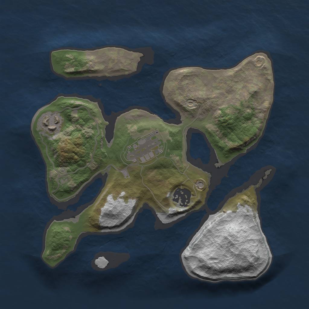 Rust Map: Barren, Size: 2500, Seed: 874029, 5 Monuments