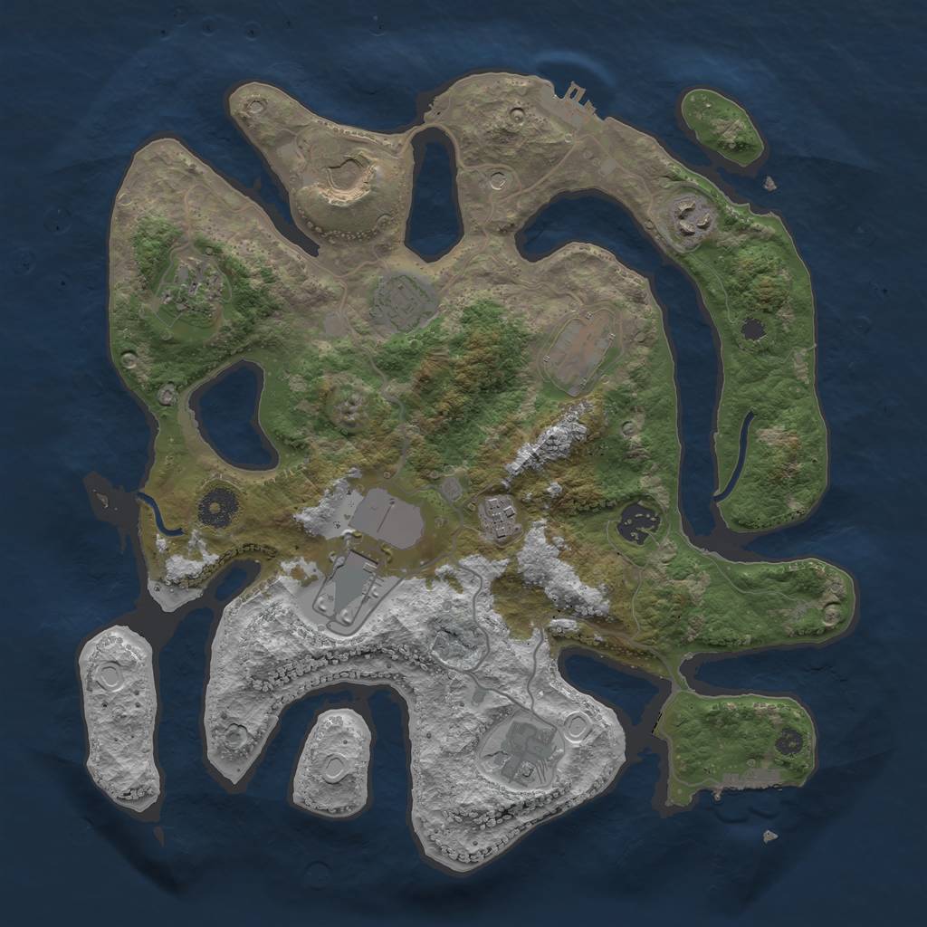 Rust Map: Procedural Map, Size: 3500, Seed: 102467180, 20 Monuments