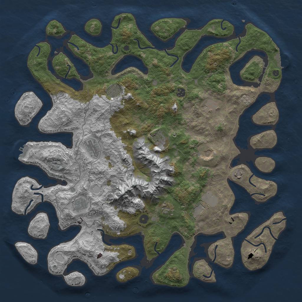 Rust Map: Procedural Map, Size: 5000, Seed: 8462, 22 Monuments