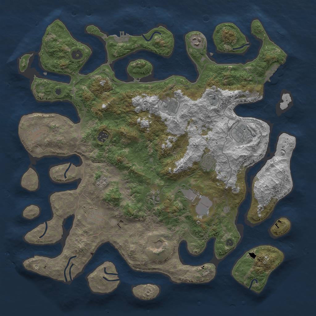 Rust Map: Procedural Map, Size: 4500, Seed: 184735280, 22 Monuments