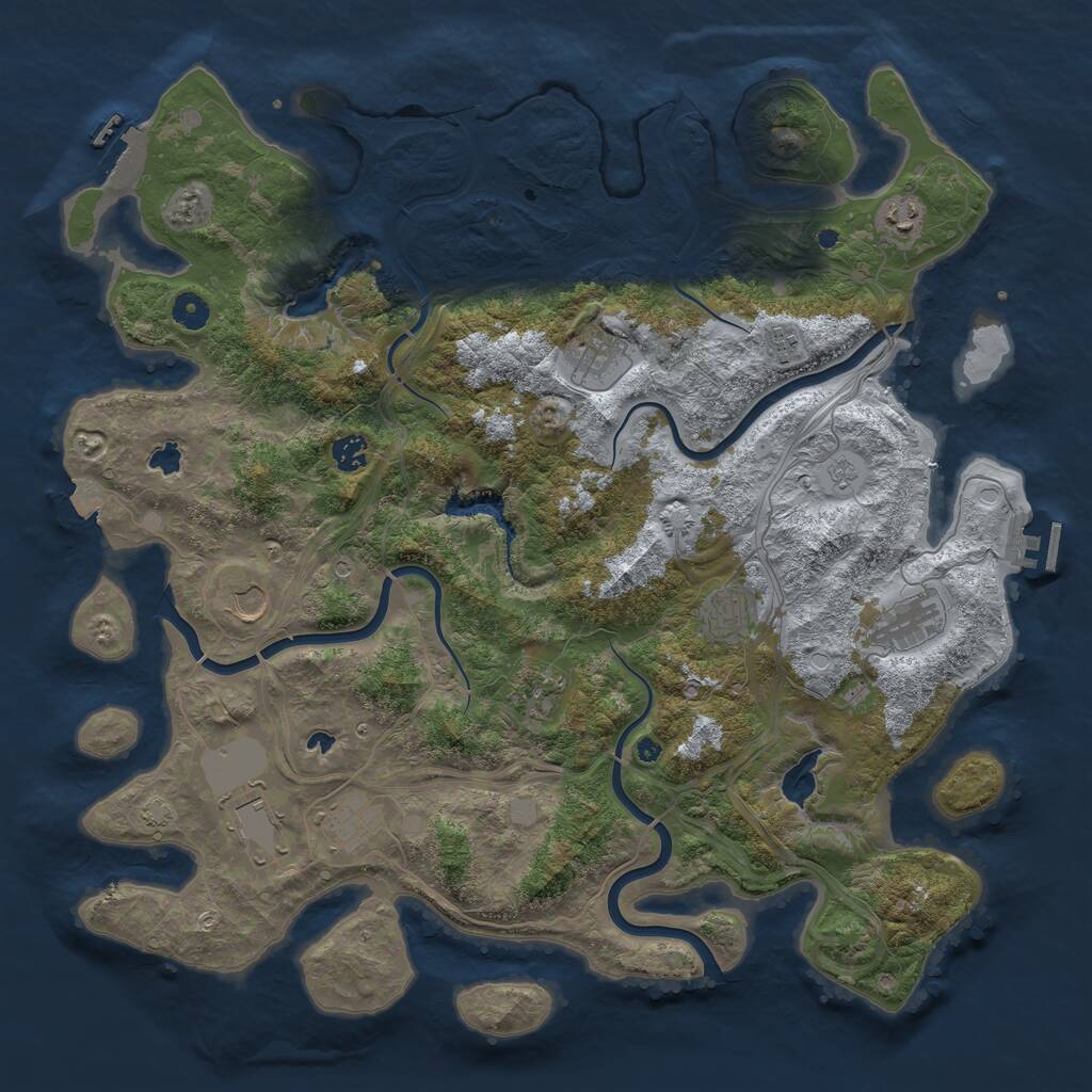 Rust Map: Procedural Map, Size: 4500, Seed: 184735280, 16 Monuments