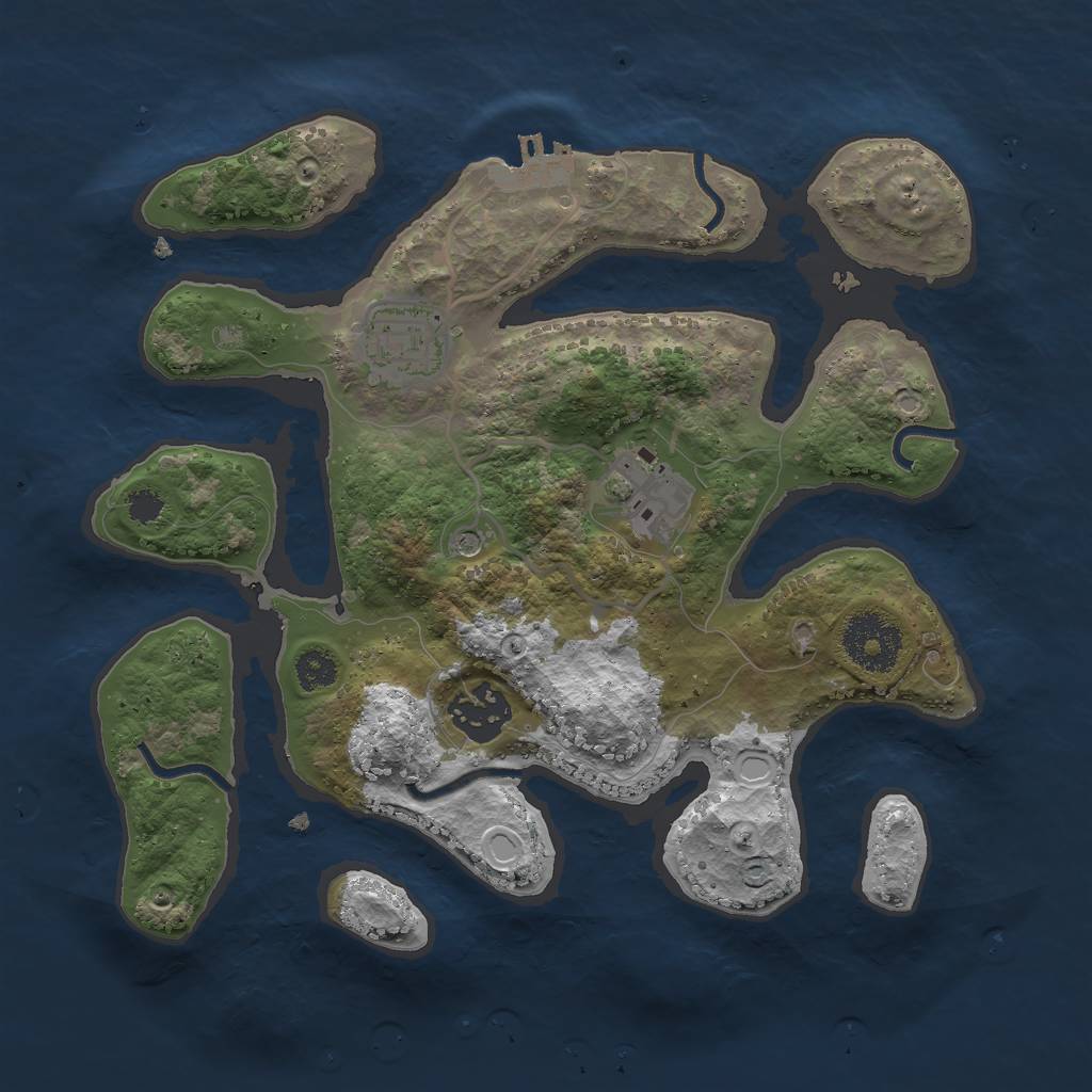 Rust Map: Procedural Map, Size: 2800, Seed: 734323, 13 Monuments