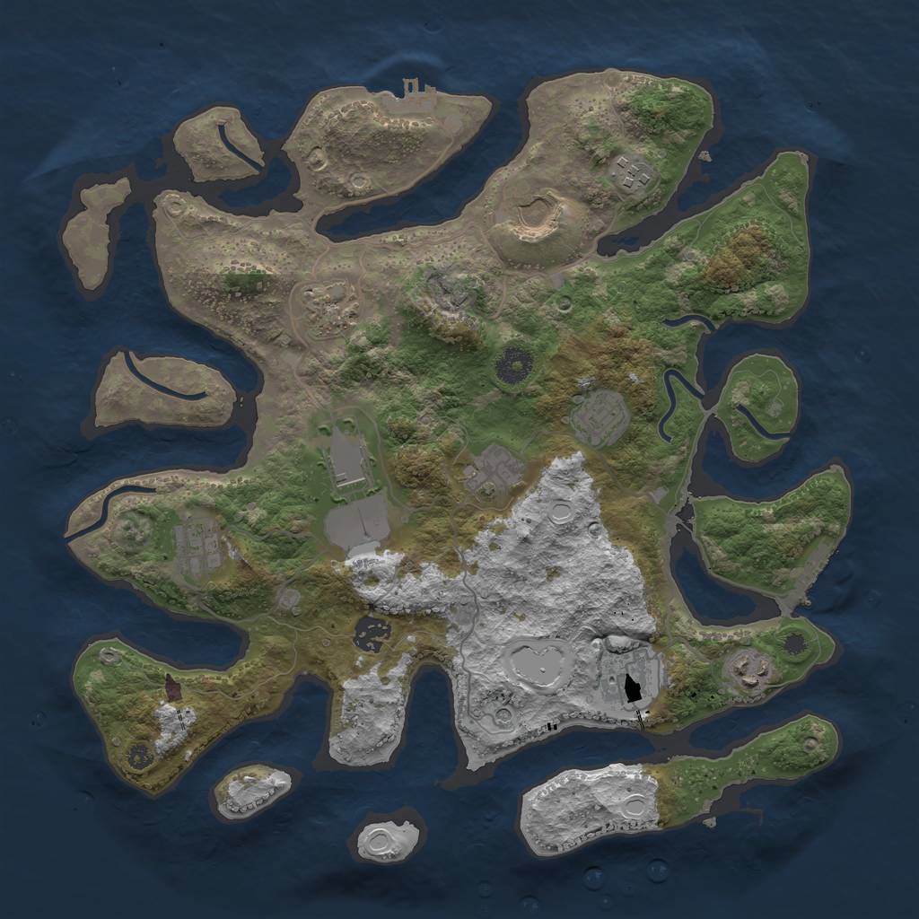 Rust Map: Procedural Map, Size: 3750, Seed: 23897432, 21 Monuments