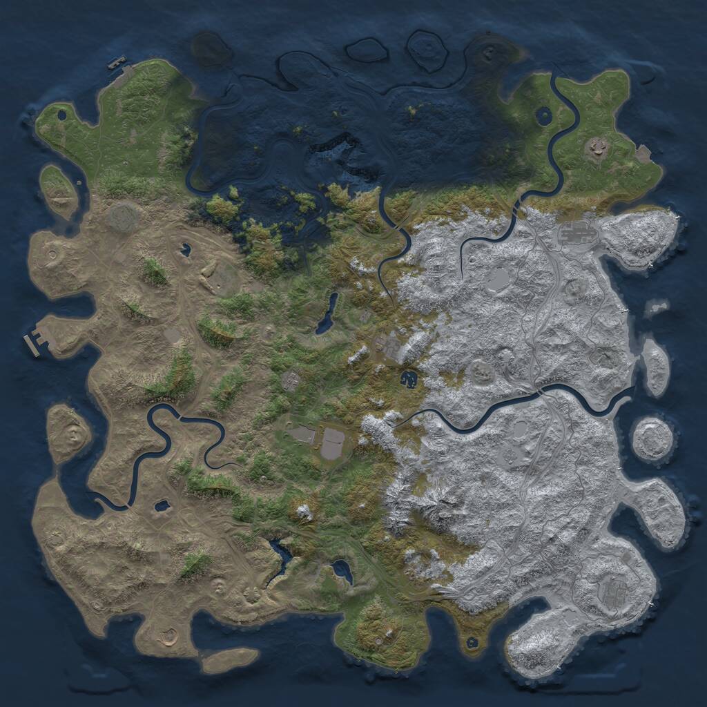 Rust Map: Procedural Map, Size: 6000, Seed: 102436, 17 Monuments