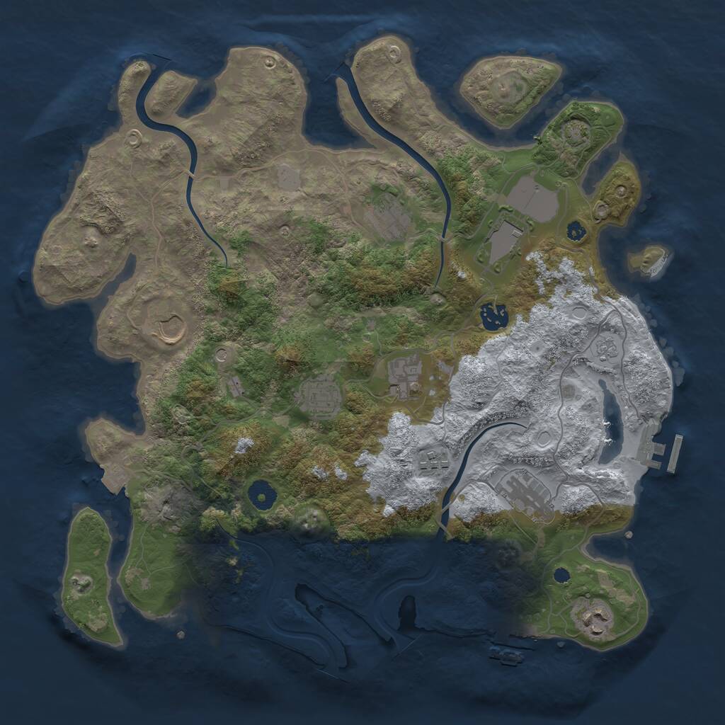 Rust Map: Procedural Map, Size: 3800, Seed: 13341, 15 Monuments