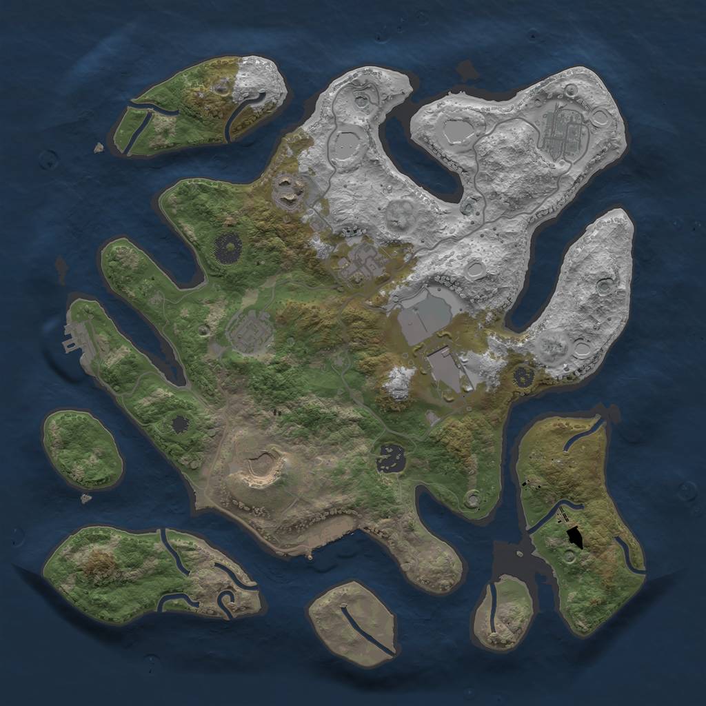 Rust Map: Procedural Map, Size: 3500, Seed: 1325234123, 18 Monuments