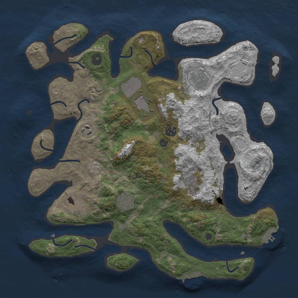 Rust Map: Procedural Map, Size: 3850, Seed: 1371381646, 20 Monuments