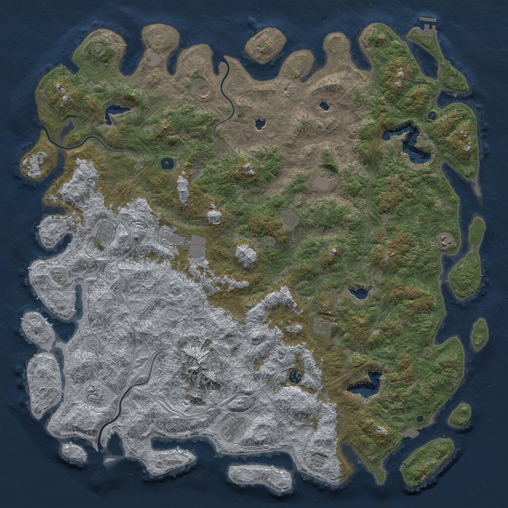 Rust Map: Procedural Map, Size: 6000, Seed: 34440355, 16 Monuments