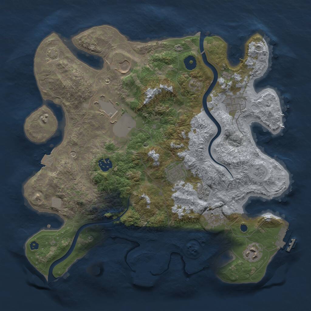 Rust Map: Procedural Map, Size: 3500, Seed: 345632, 14 Monuments