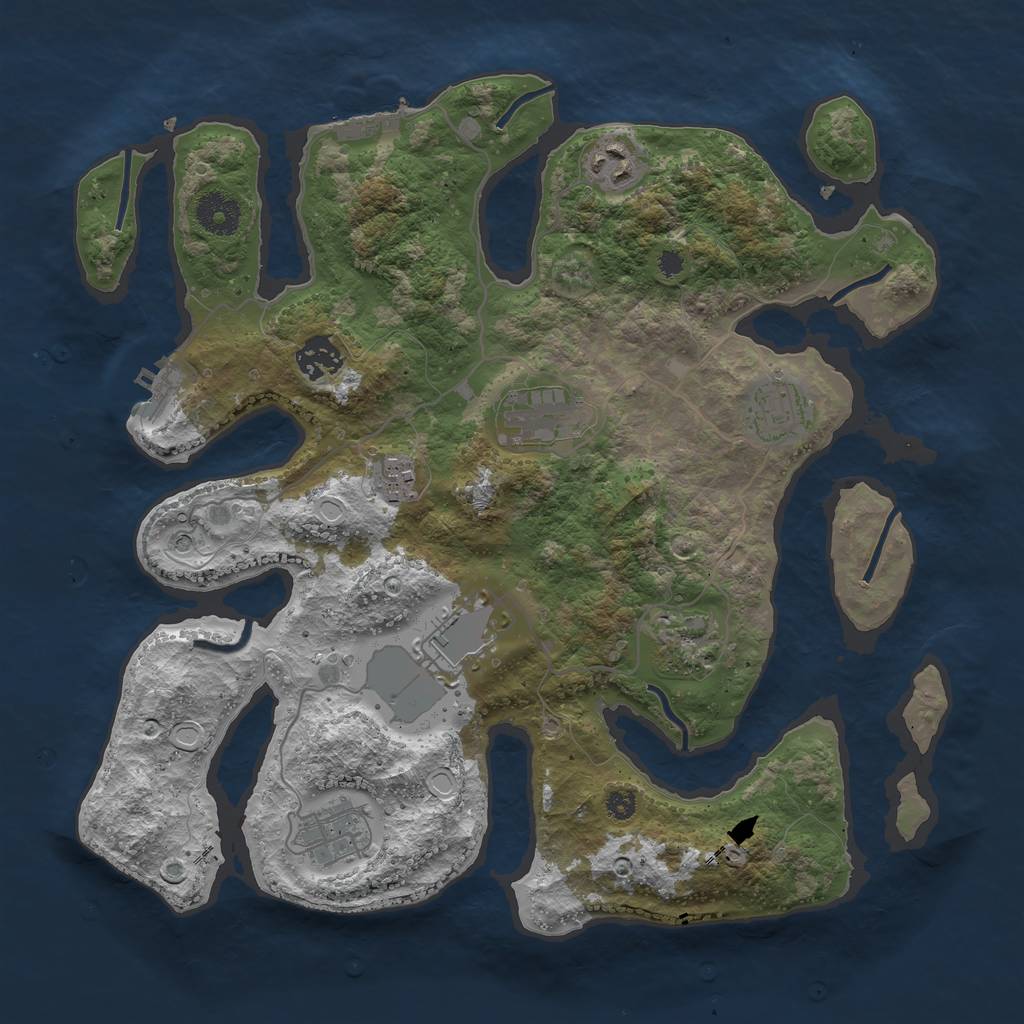 Rust Map: Procedural Map, Size: 3500, Seed: 9876233, 19 Monuments