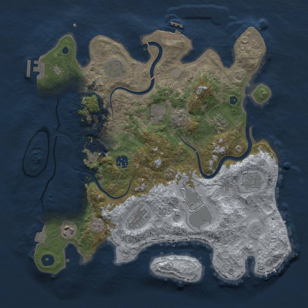 Rust Map: Procedural Map, Size: 3750, Seed: 99521, 16 Monuments