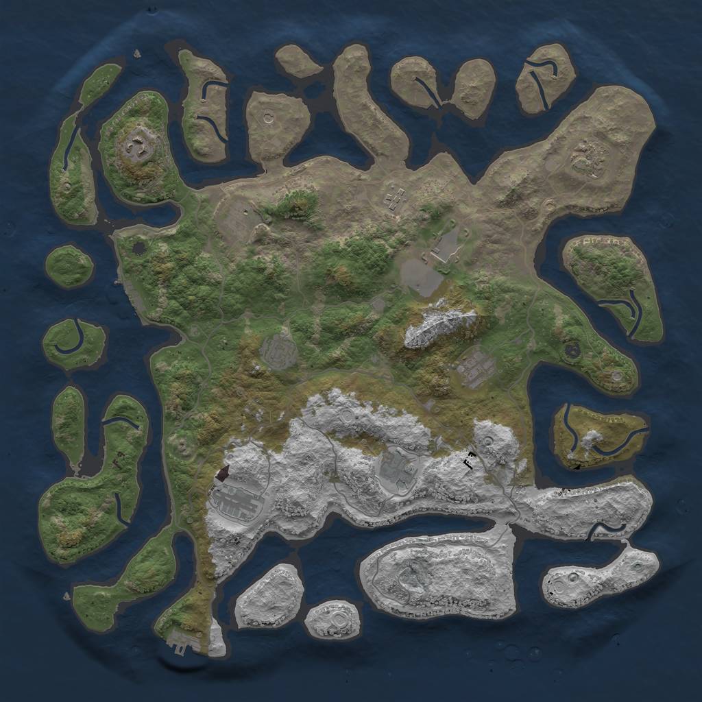 Rust Map: Procedural Map, Size: 4500, Seed: 69069, 20 Monuments