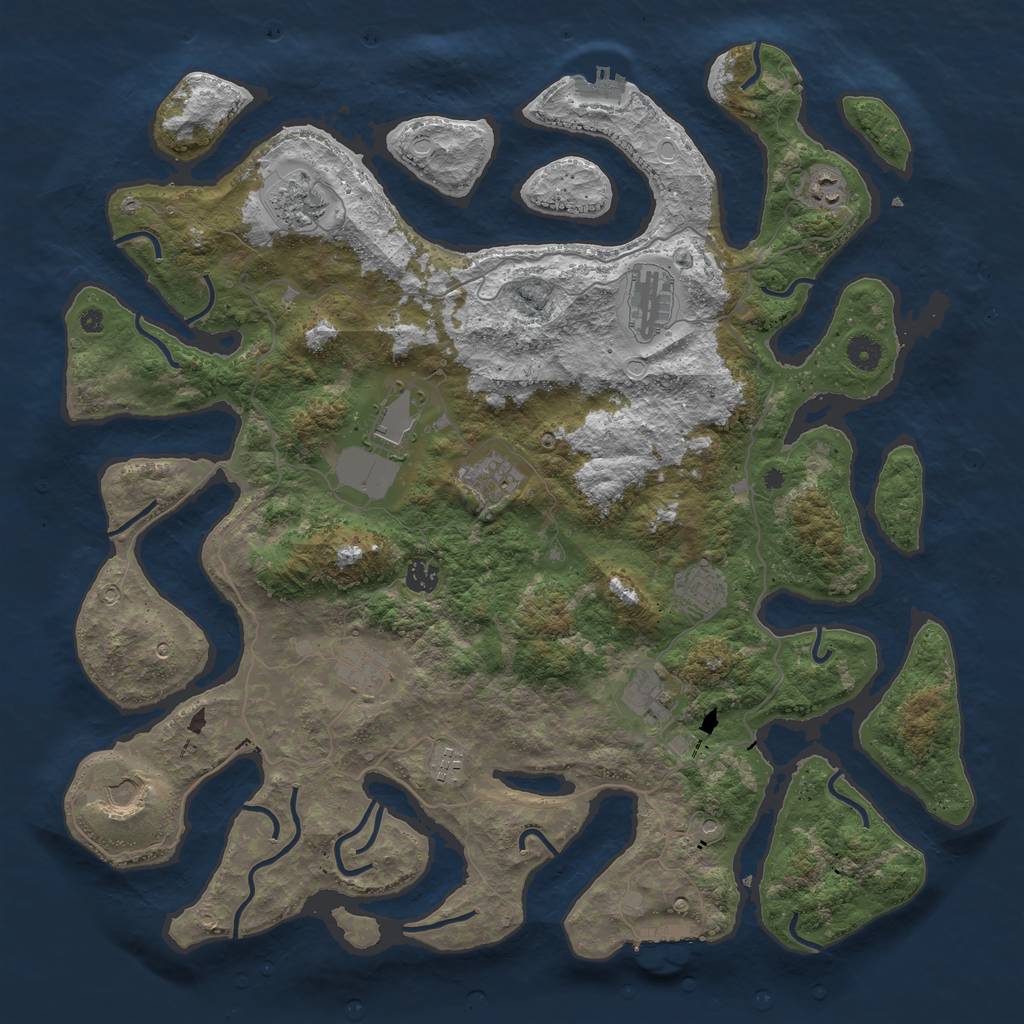 Rust Map: Procedural Map, Size: 4500, Seed: 37907837, 22 Monuments