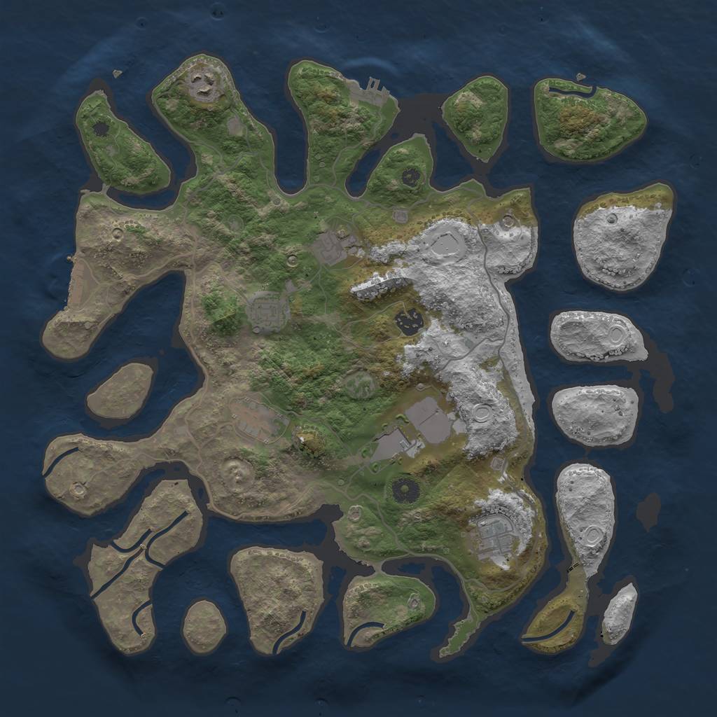 Rust Map: Procedural Map, Size: 4000, Seed: 723664591, 18 Monuments