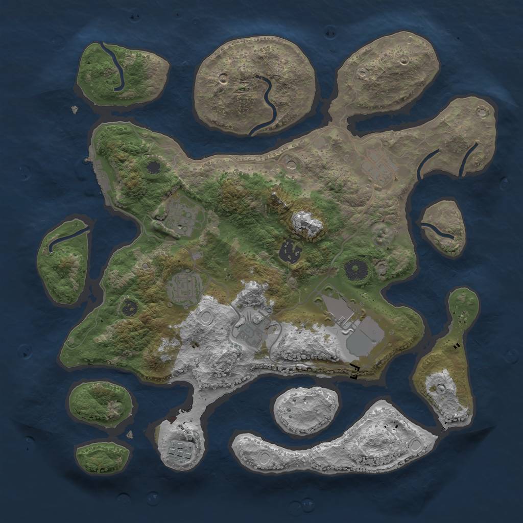 Rust Map: Procedural Map, Size: 3500, Seed: 5214909, 17 Monuments